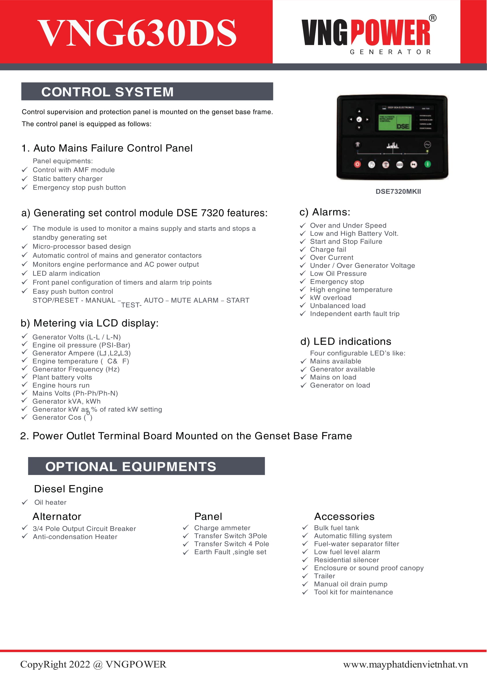 CATALOGUE MÁY PHÁT ĐIỆN DOOSAN 630KVA